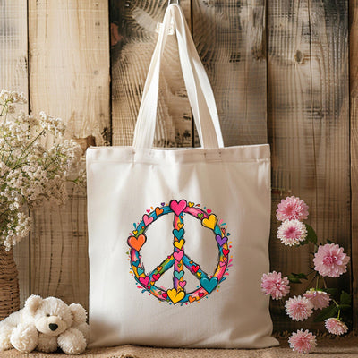 Peace Sign Heart Tote Bag