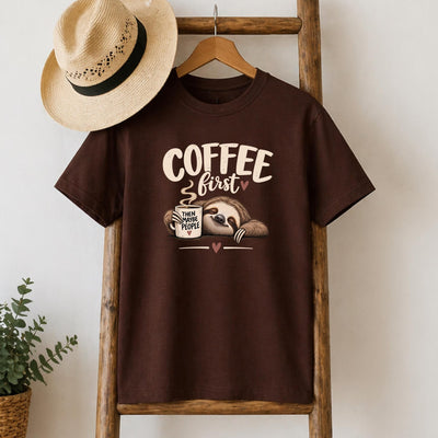 Coffee First Sloth T-Shirt