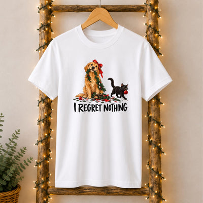 I Regret Nothing Christmas Dog and Cat T-Shirt