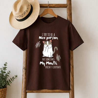 I Try to Be a Nice Person Cat T-Shirt
