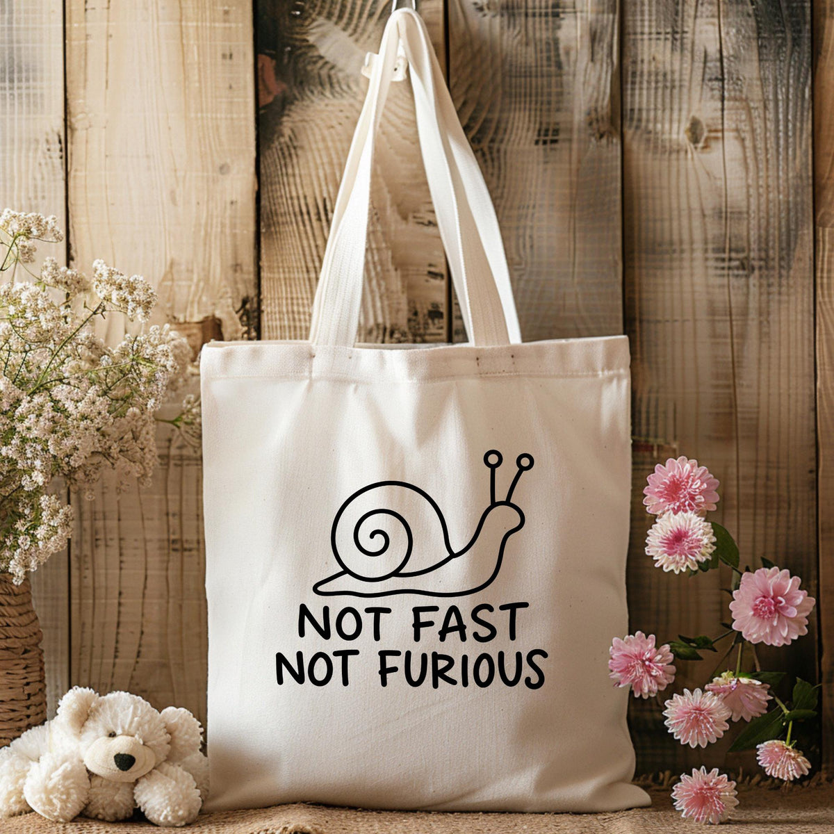 Not Fast, Not Furious Snail Tote Bag
