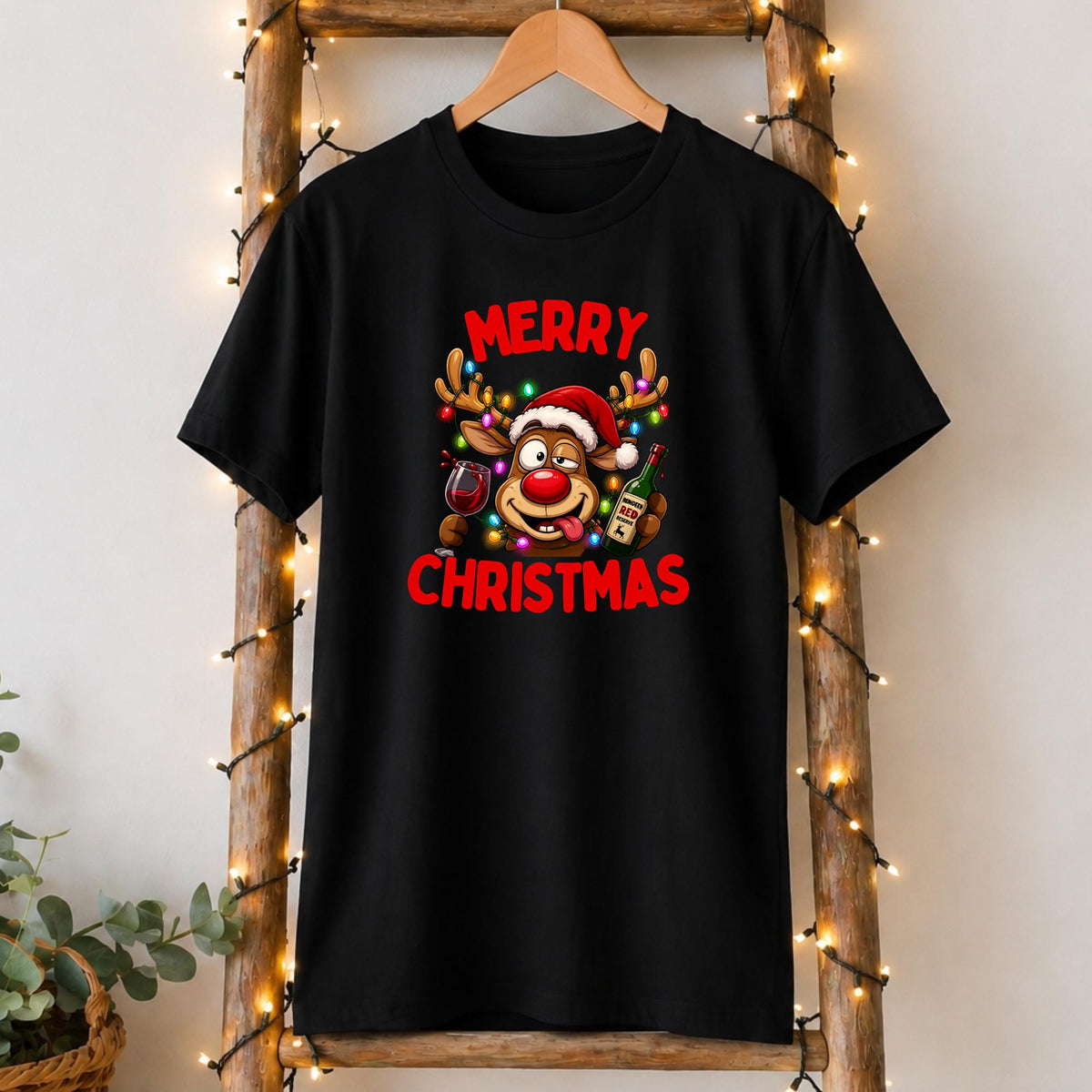 Drunk Reindeer Christmas T-Shirt