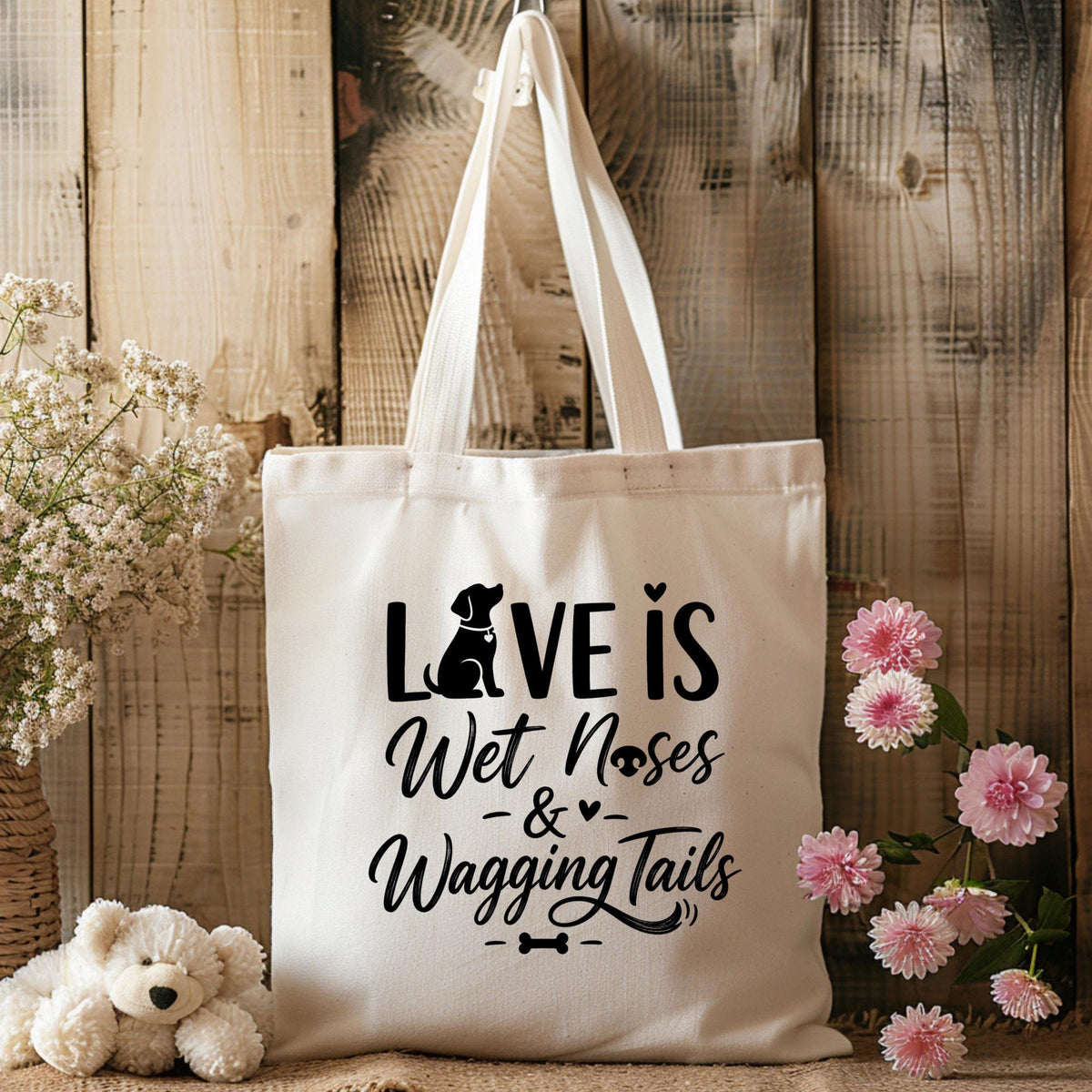 Wet Noses and Wagging Tails Tote Bag