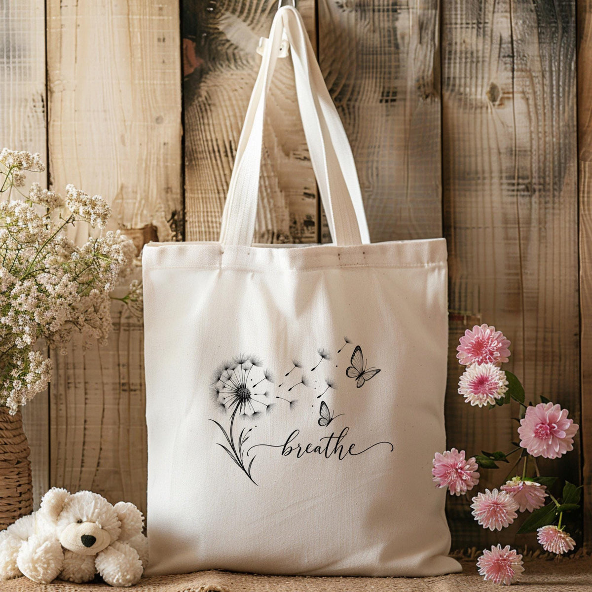 Breathe Dandelion Tote Bag