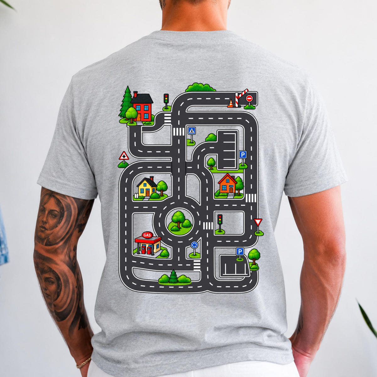 Play Cars on Dad's Back T-Shirt in Heather Grey