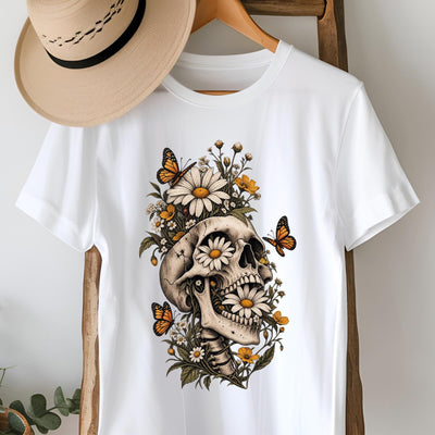 Floral Butterfly Skull T-Shirt