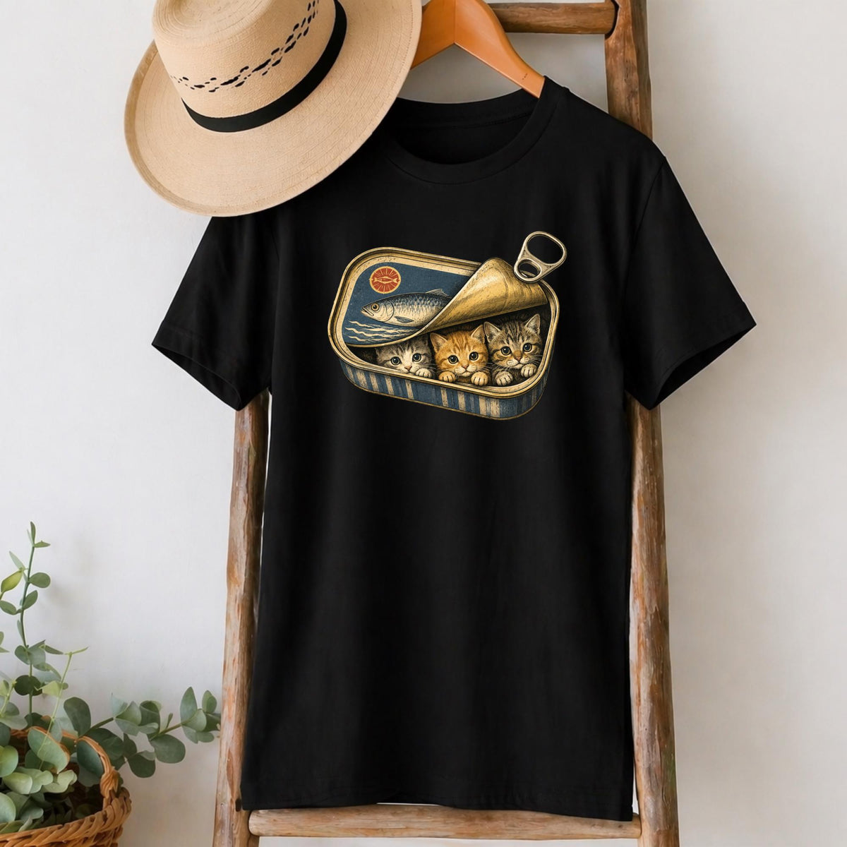 Kittens in a Sardine Tin T-Shirt in Black