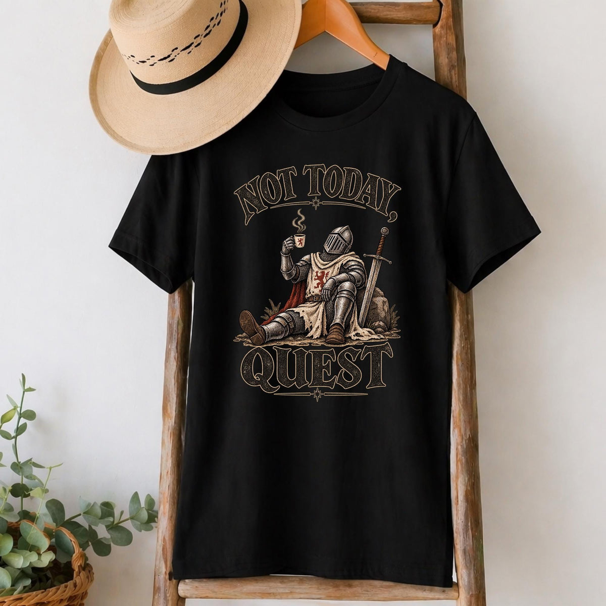 Not Today Quest Knight T-Shirt in Black