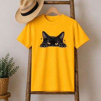 Peeking Black Cat T-Shirt