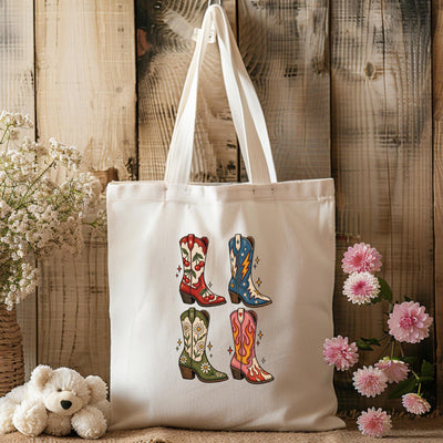 Retro Cowboy Boots Tote Bag