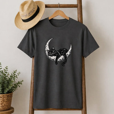 Celestial Black Cat Moon T-Shirt