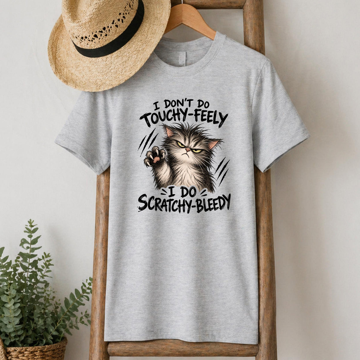 I Don't Do Touchy Feely Cat T-Shirt