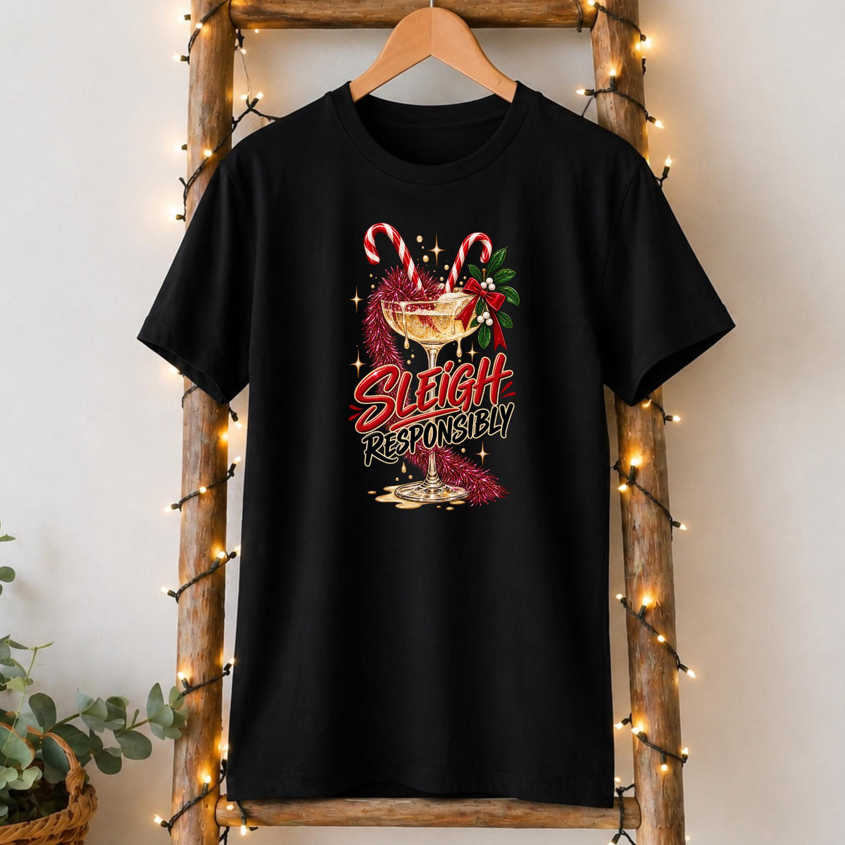Sleigh Responsibly T-Shirt in Black