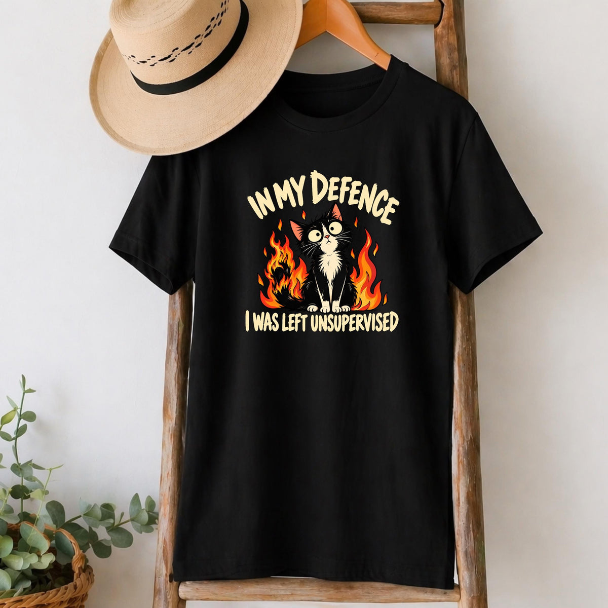 I Was Left Unsupervised Black Cat T-Shirt