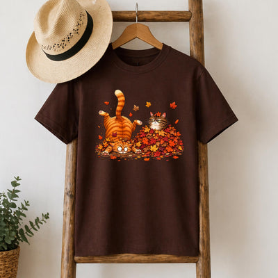 Autumn Leaves Cat T-Shirt