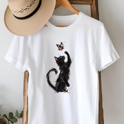 Black Cat and Butterfly T-Shirt