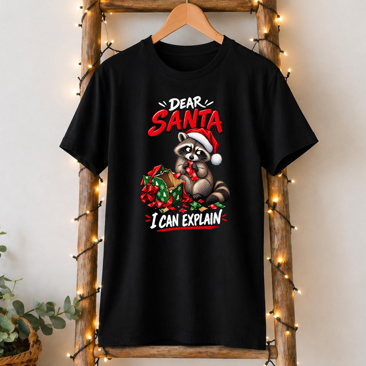 Dear Santa, I Can Explain Raccoon T-Shirt