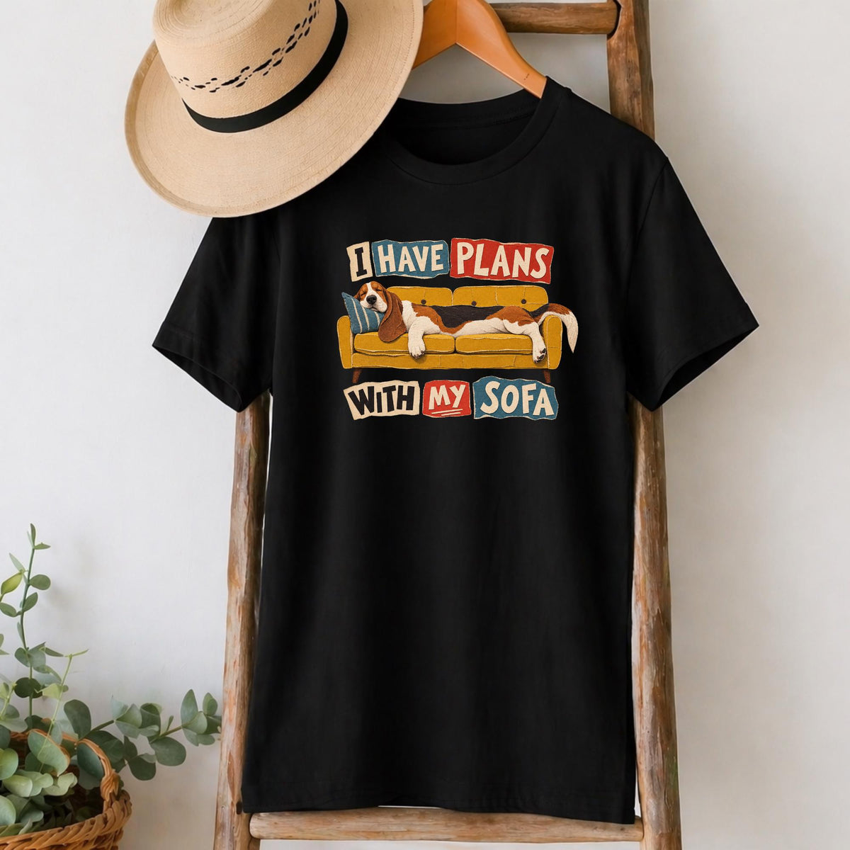 I Have Plans With My Sofa Basset Hound T-Shirt