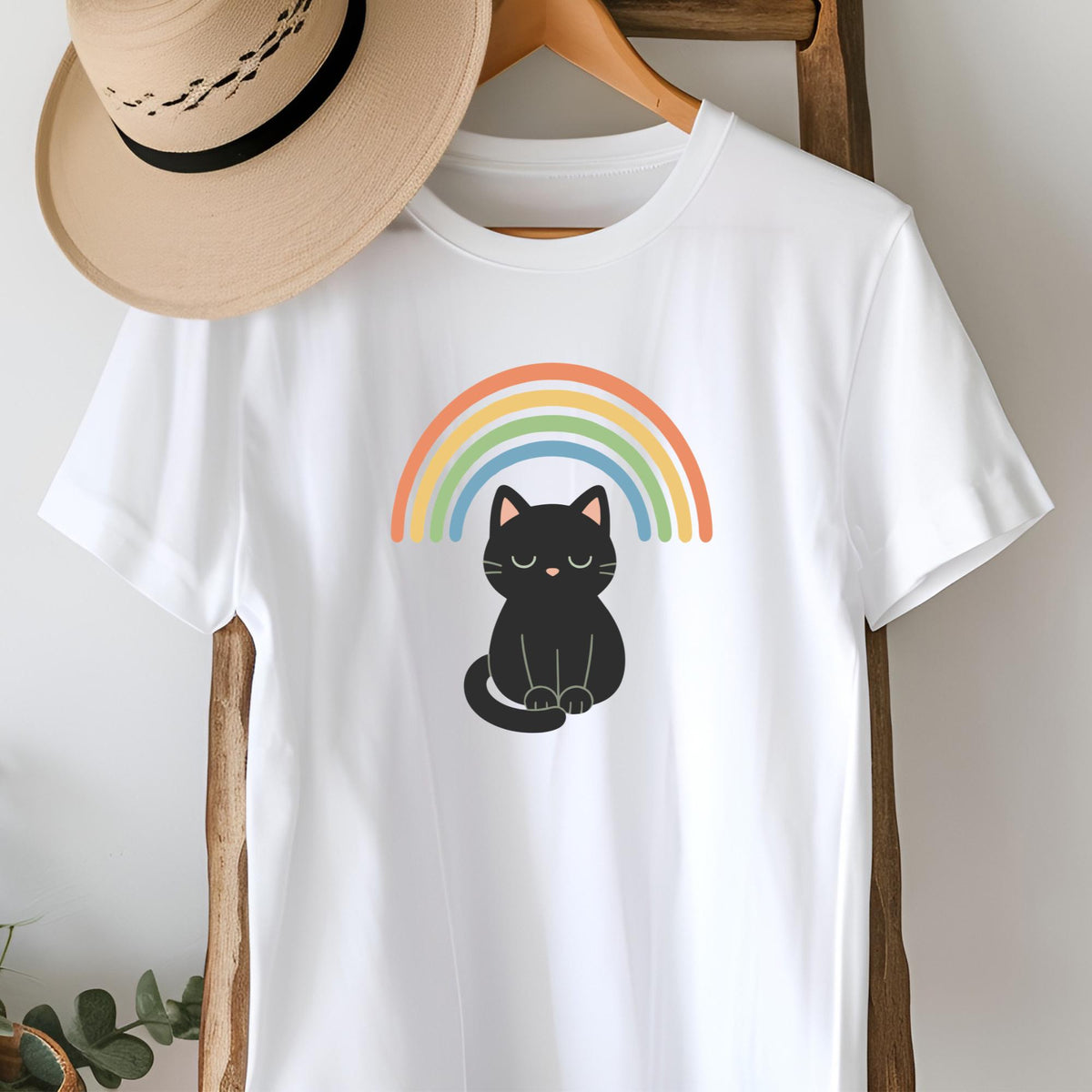 Black Cat Rainbow T-Shirt