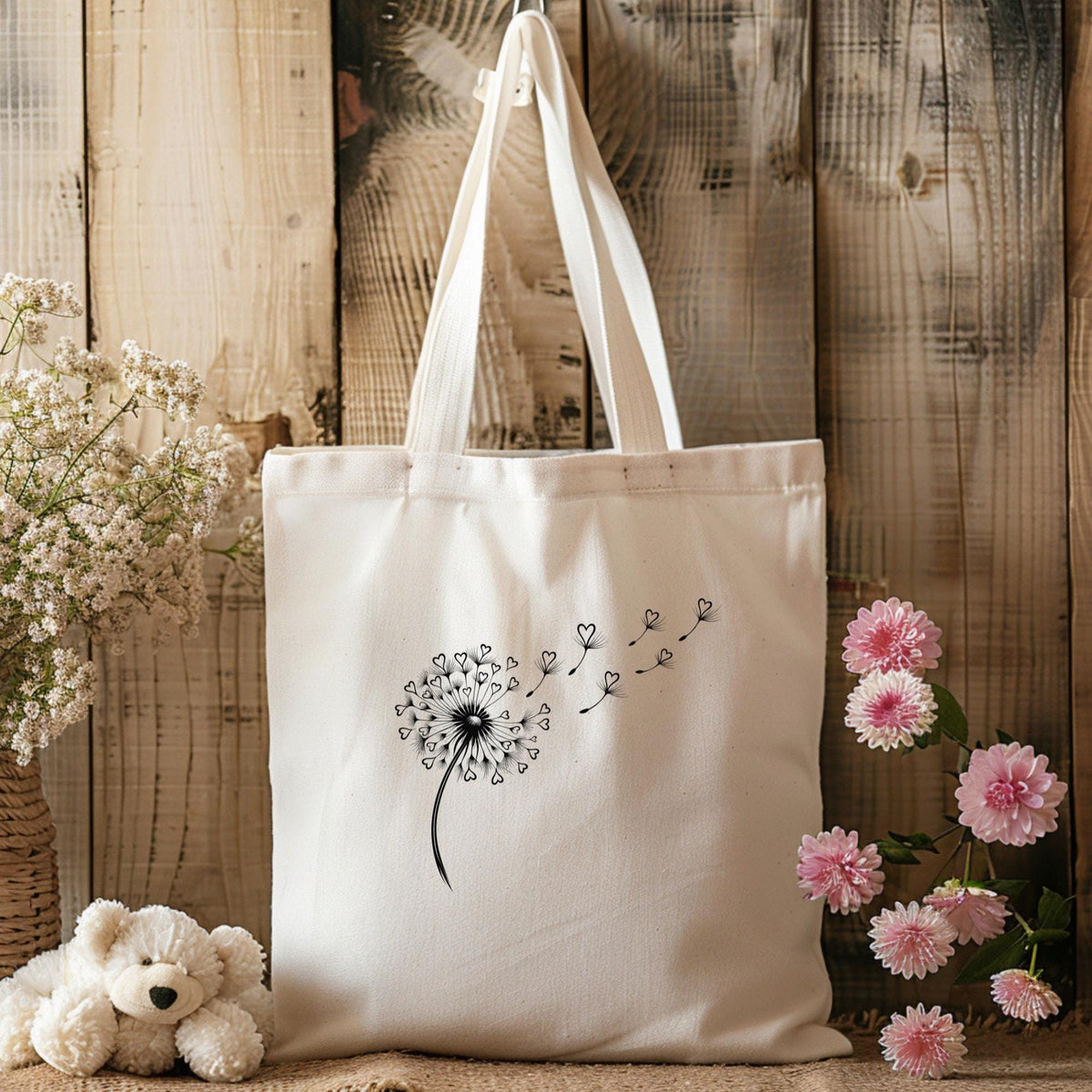 Dandelion Heart Tote Bag