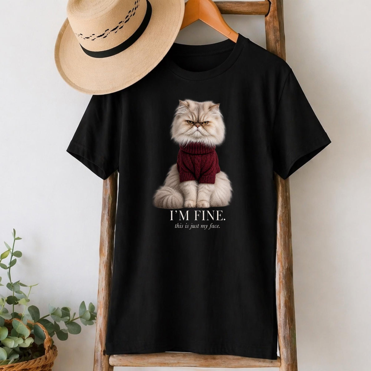 I'm Fine, This Is Just My Face Cat T-Shirt