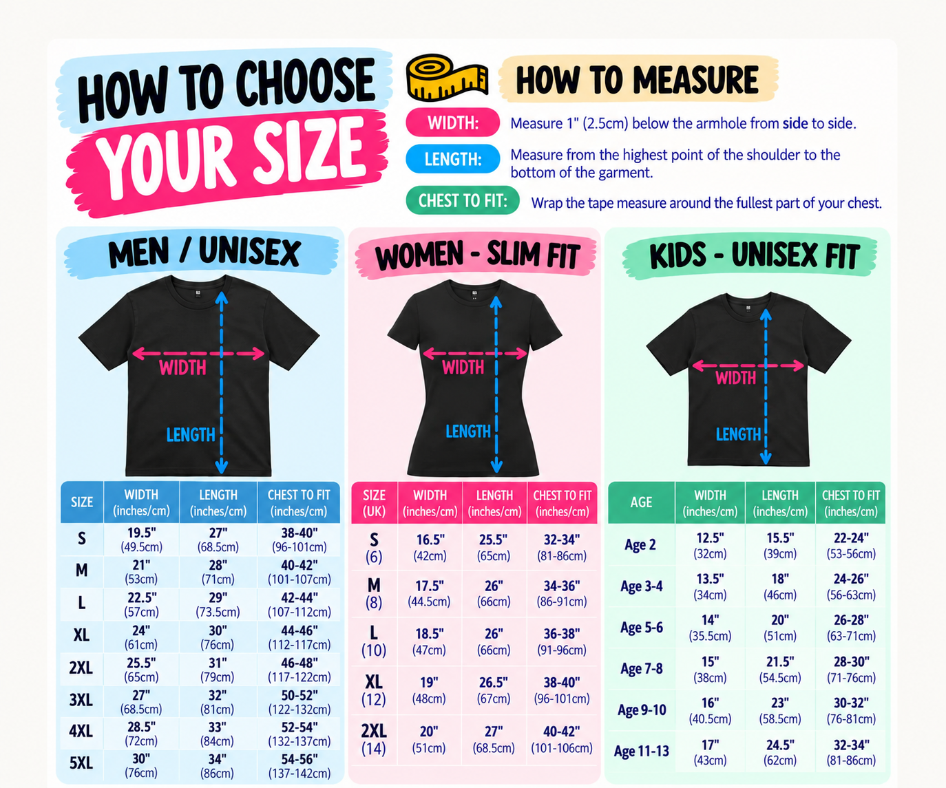LigiPrint size guide